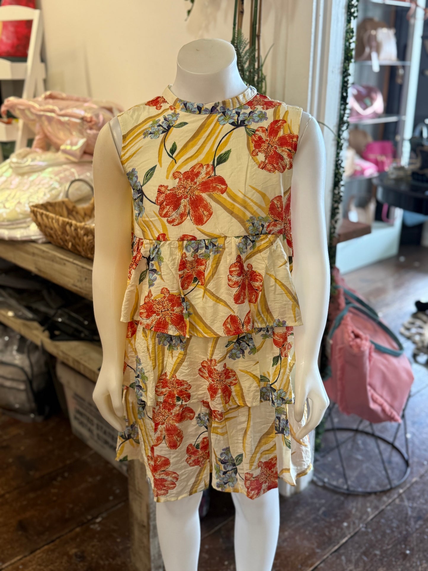 Floral Print Ruffled Tiered Dress