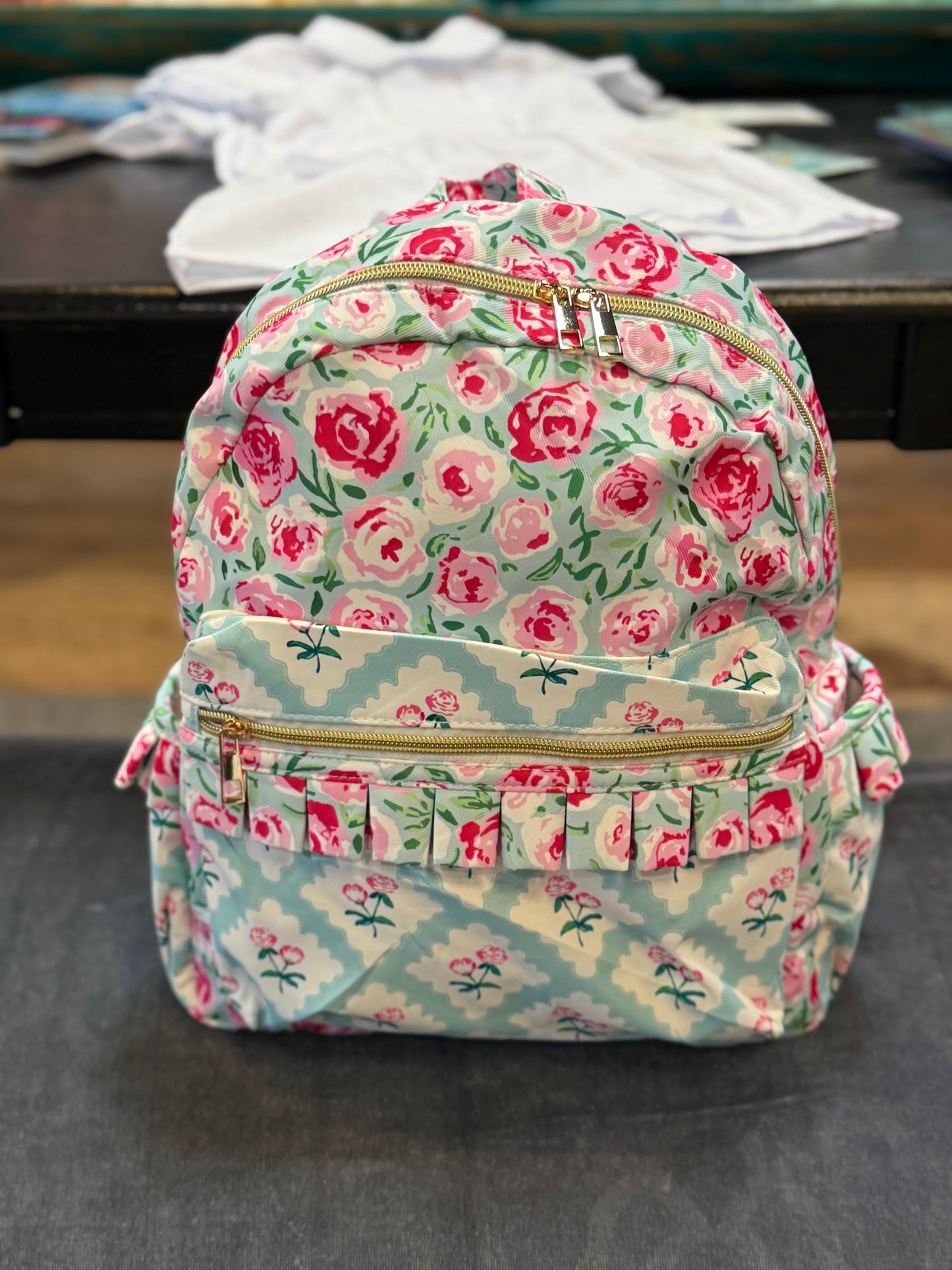 Floral Ruffle Kids Girls Backpack