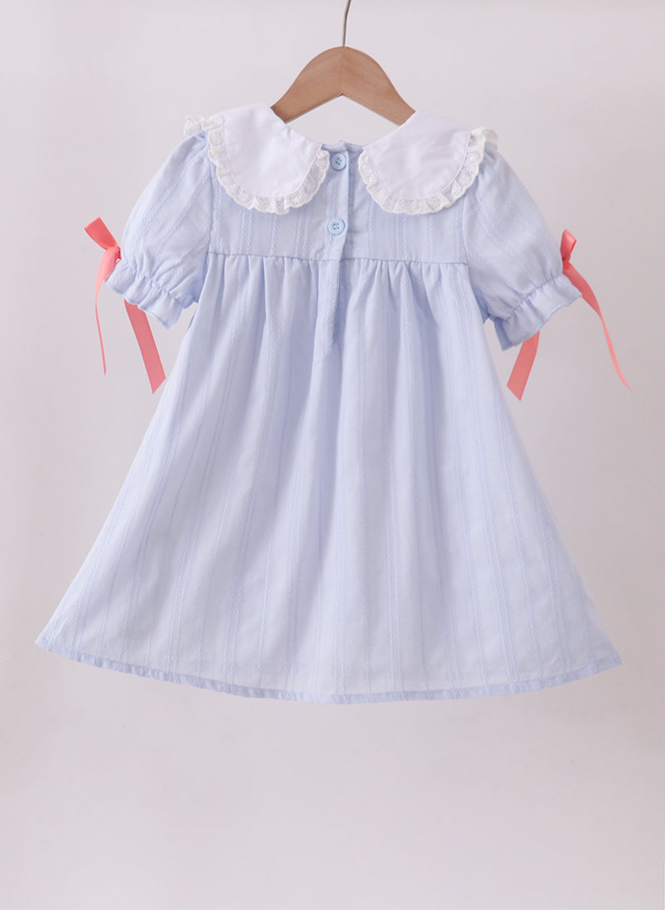BLUE JACQUARD FLORAL EMBROIDERY DRESS