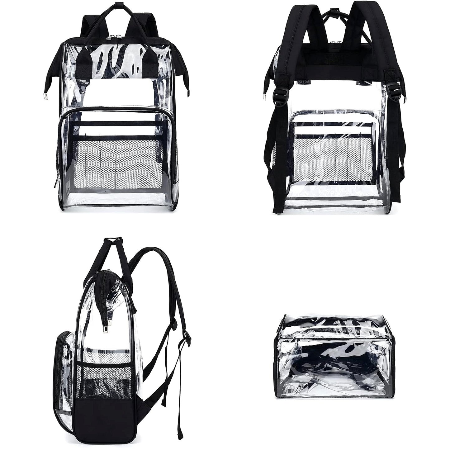 Large Clear Transparent Back Pack in Black