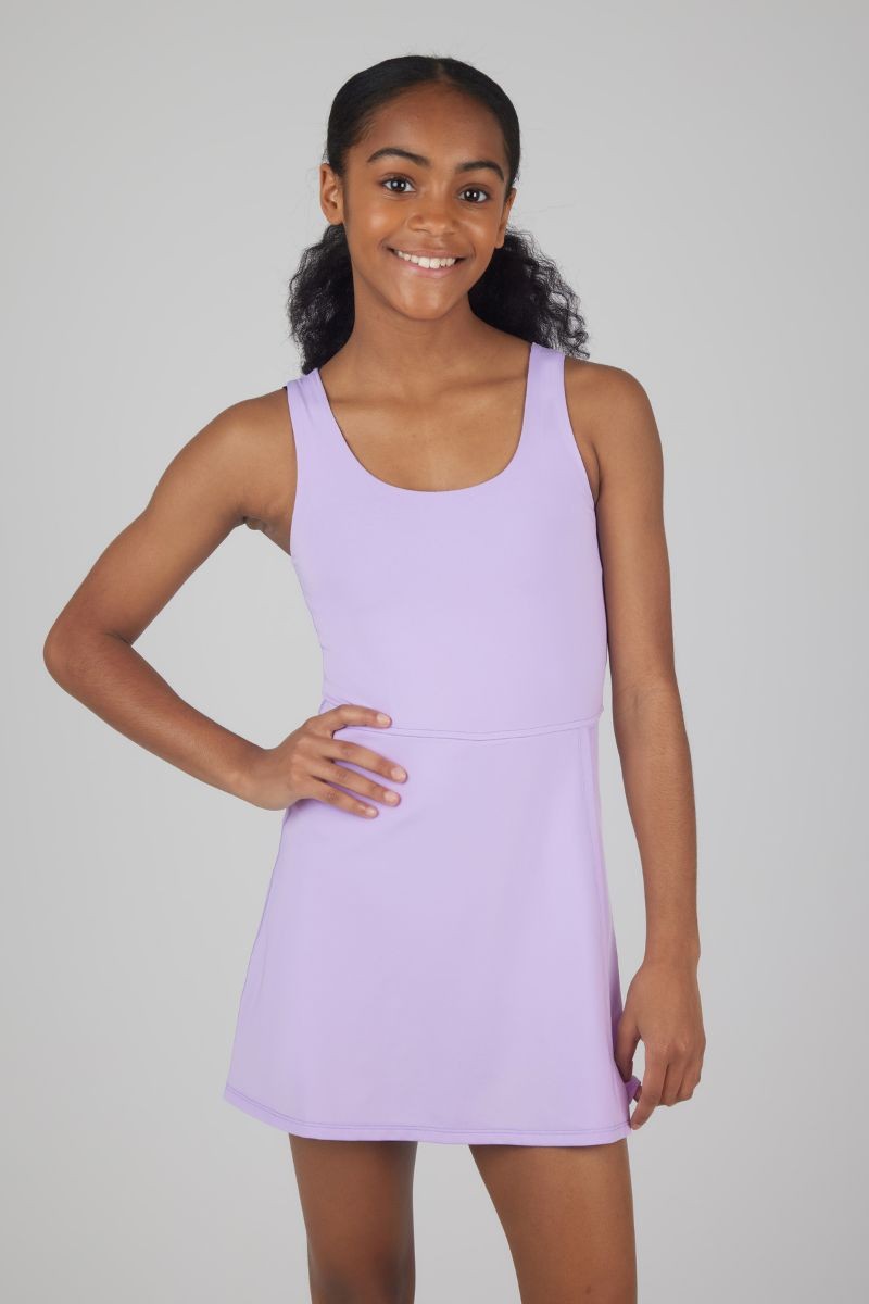 Girls Tennis Dress with Inner Shorts in Pastel Lilac