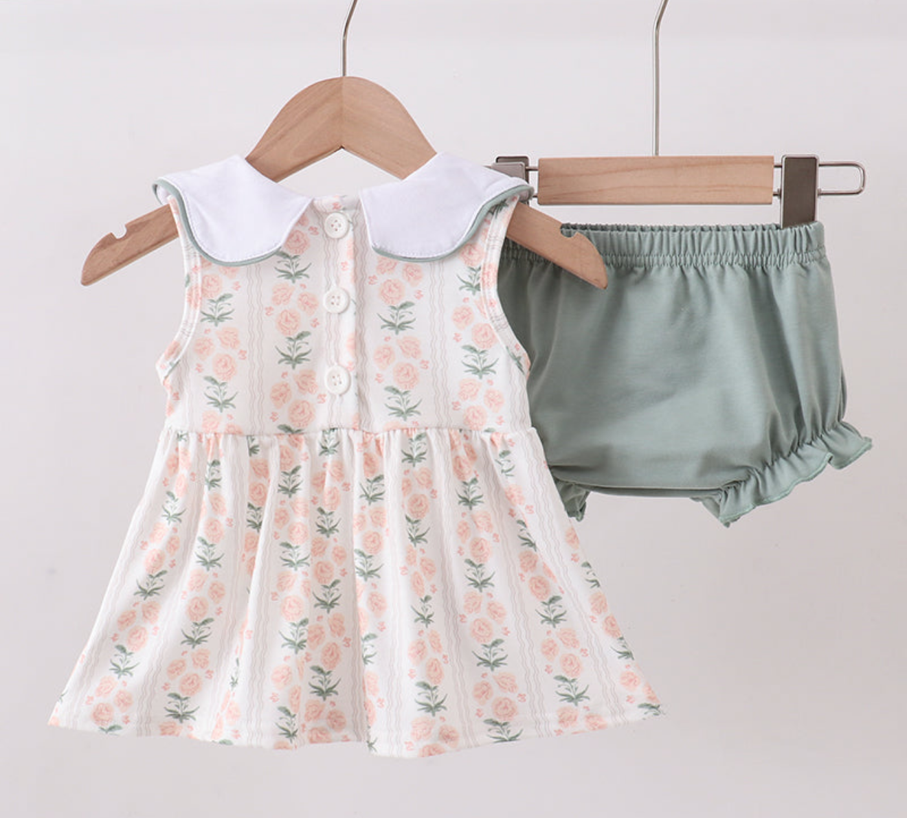 Sage floral ruffle BLOOMER SET