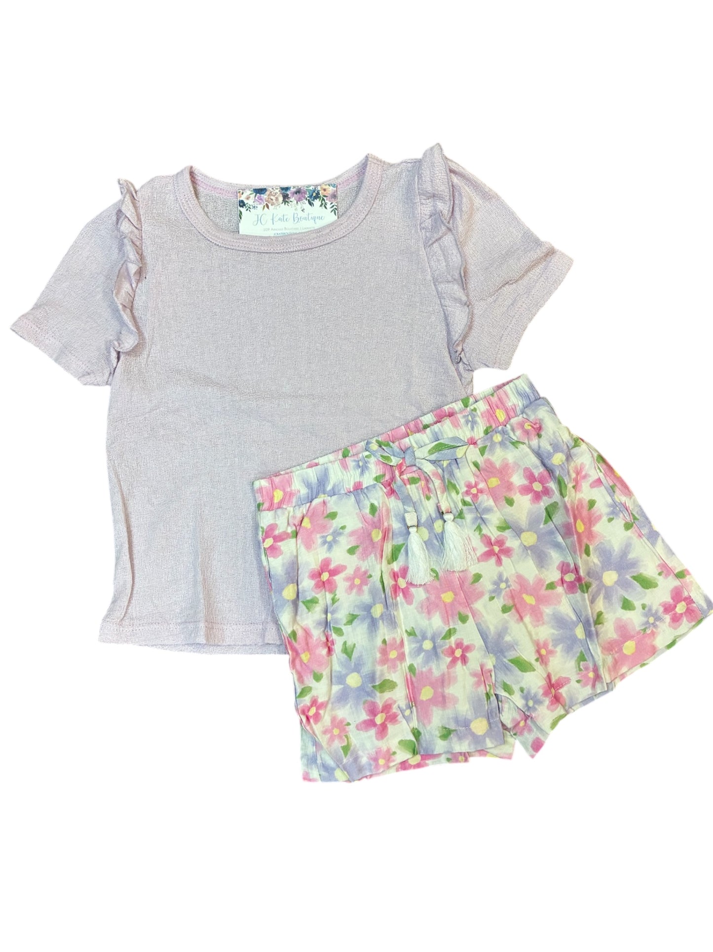 Girls Textured Ruffle Shoulder Knit Top in Lavender