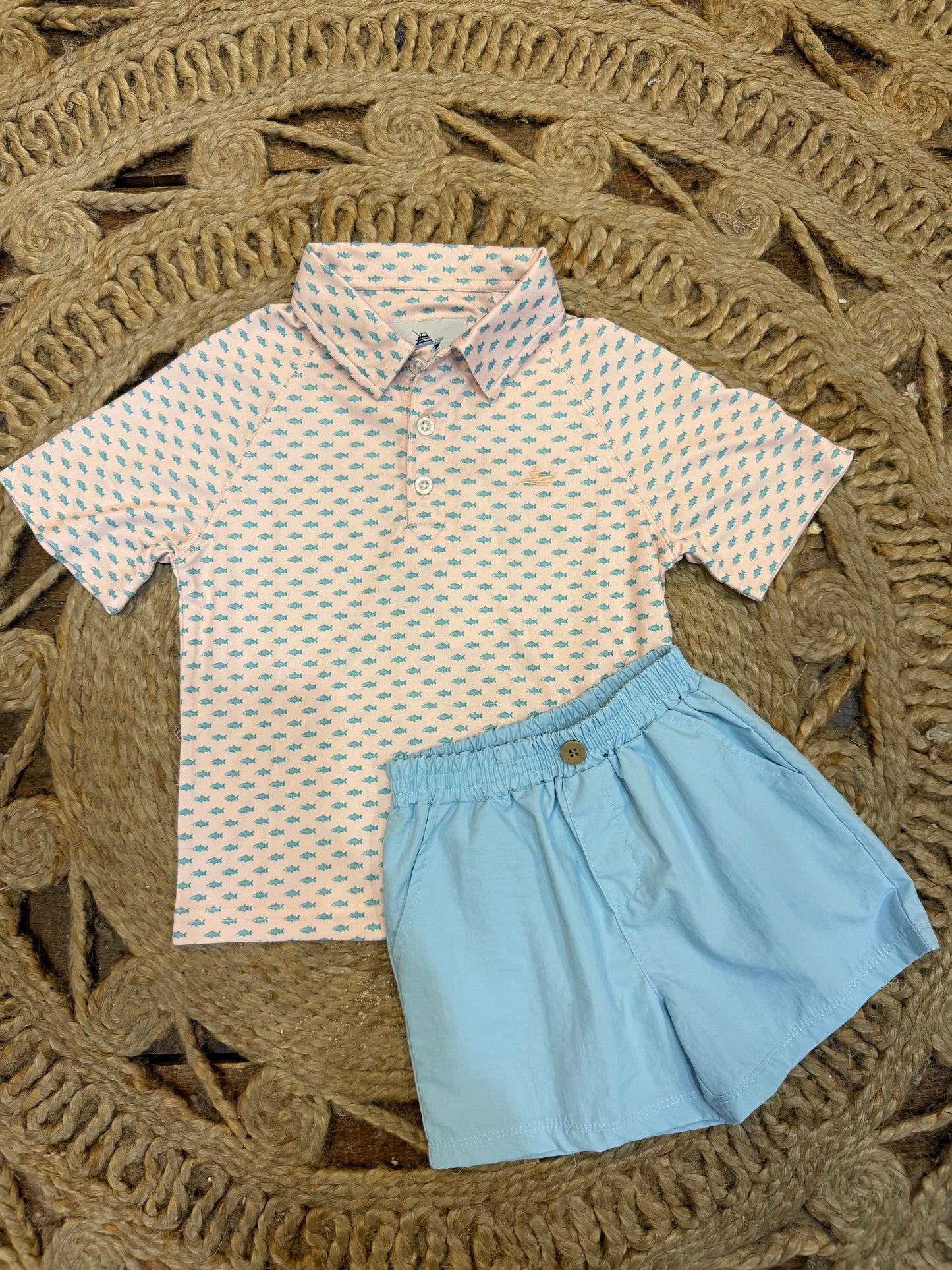 Boys printed fish polo