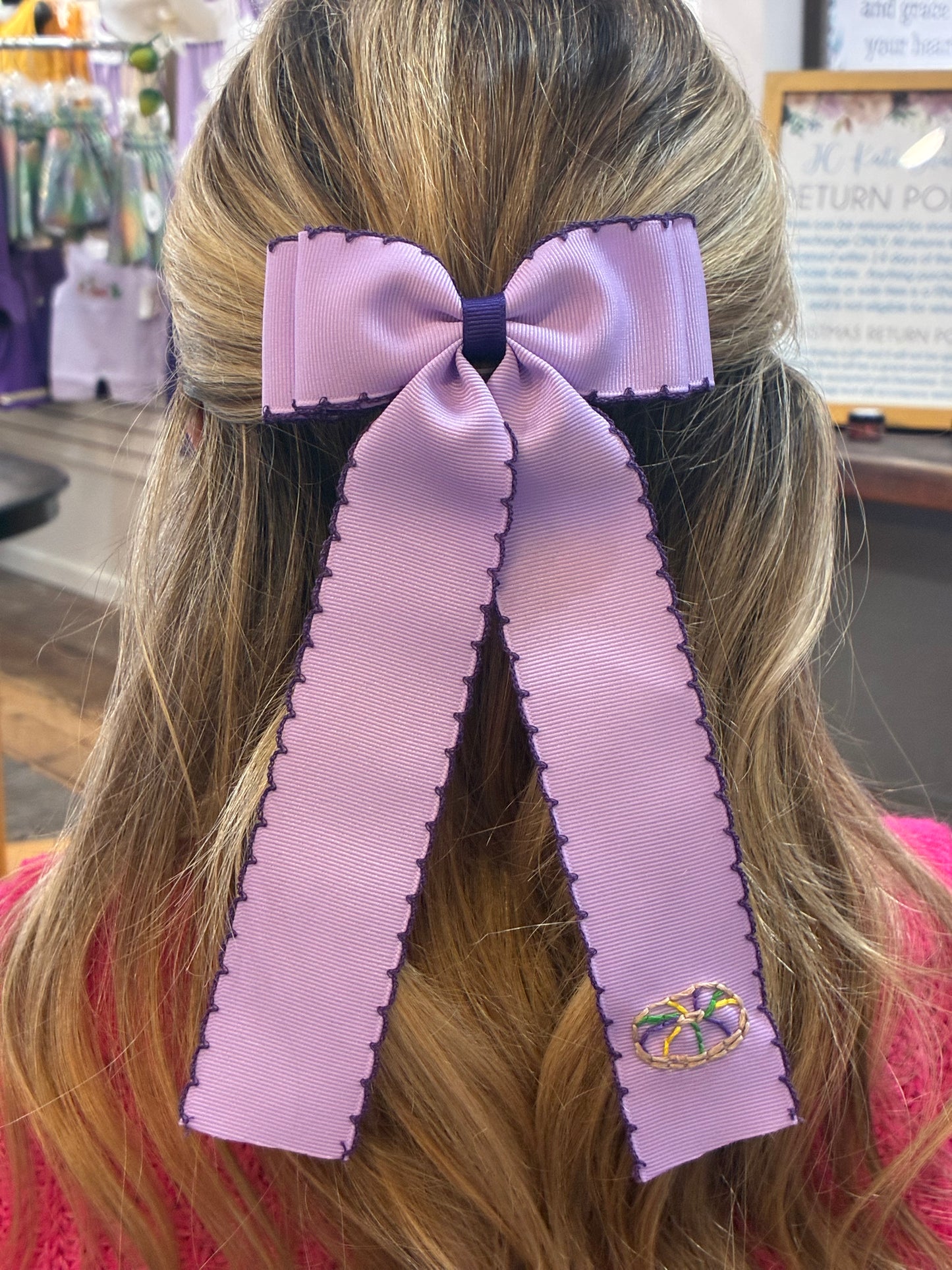 Double Ribbon Purple with King Cake Detail