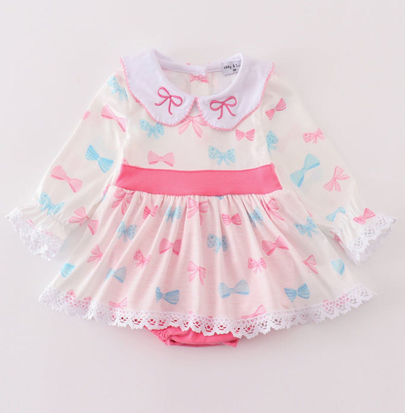 PINK BOW EMBROIDERY GIRL BUBBLE