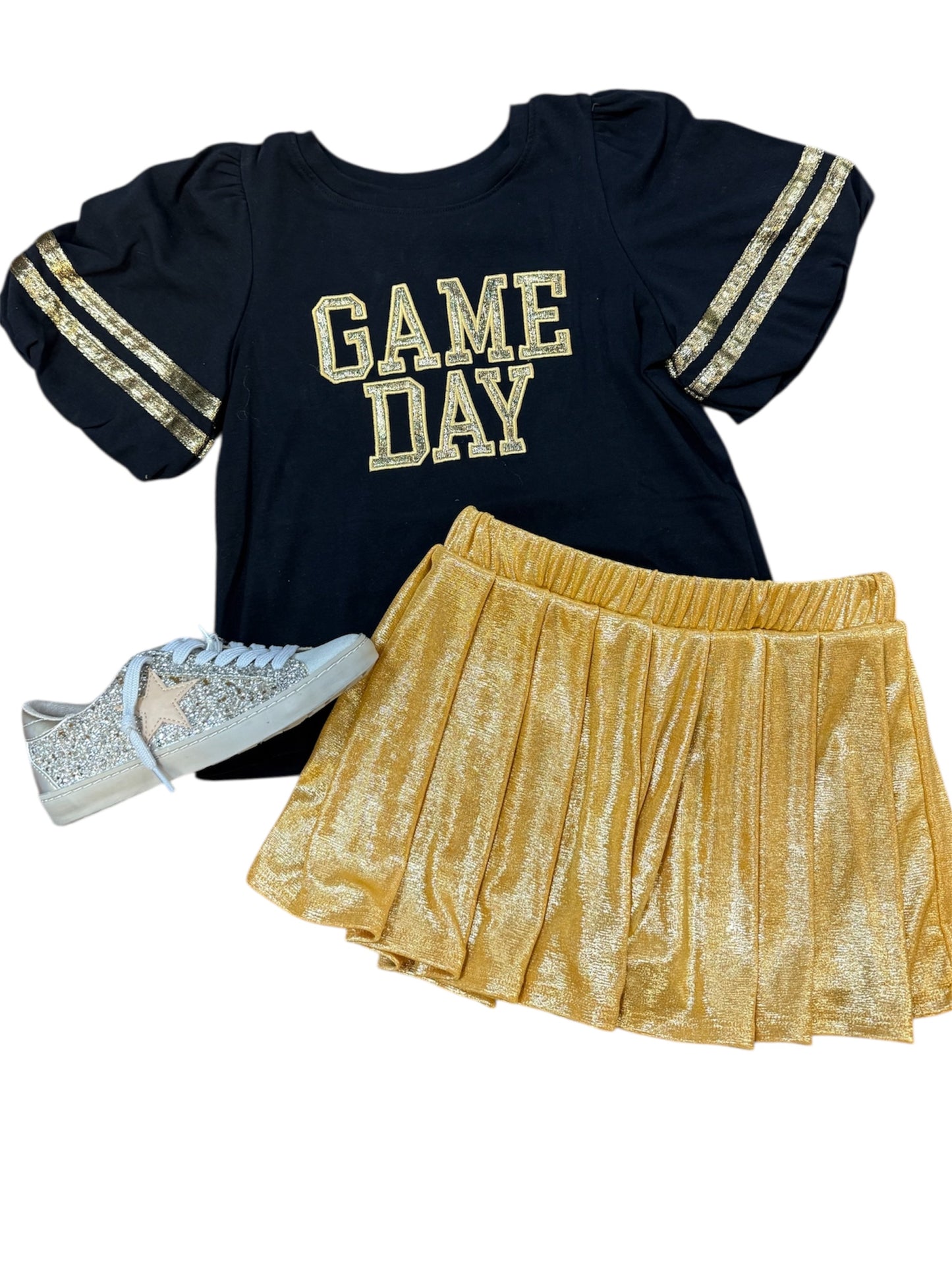 Girls Gameday Varsity Stripe T Shirt in black