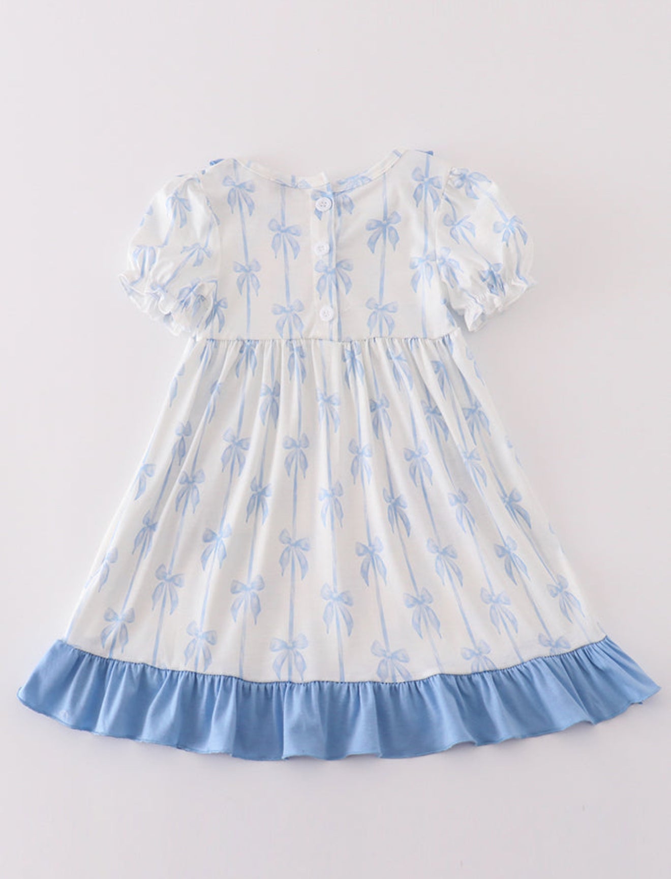 BLUE BOW RUFFLE GIRL DRESS