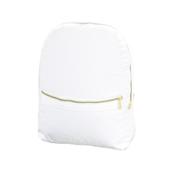 White Seersucker Medium Backpack