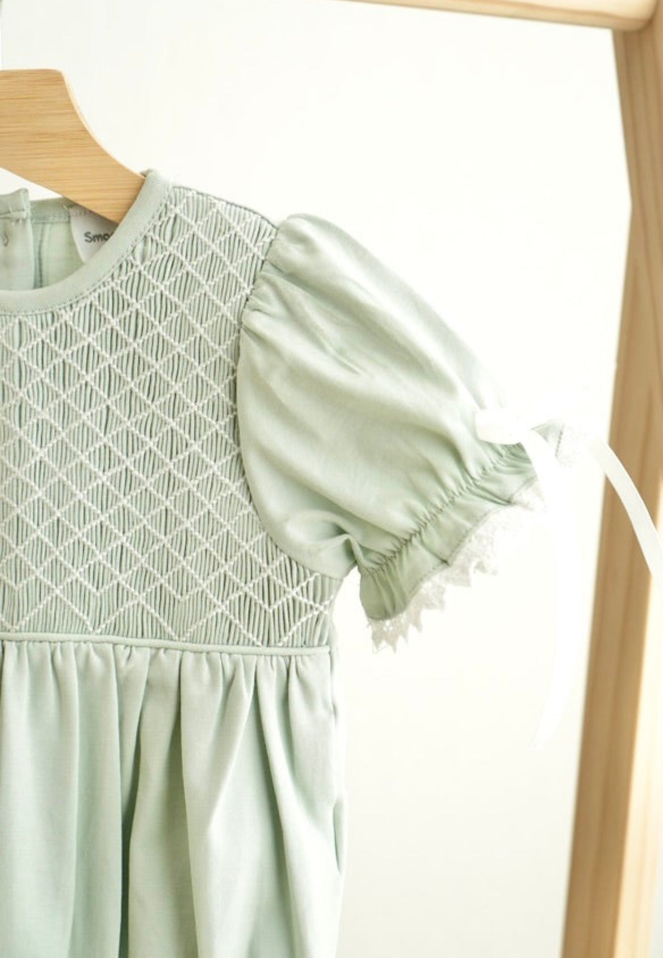 SAGE HAND-SMOCKED LACE GIRL BUBBLE