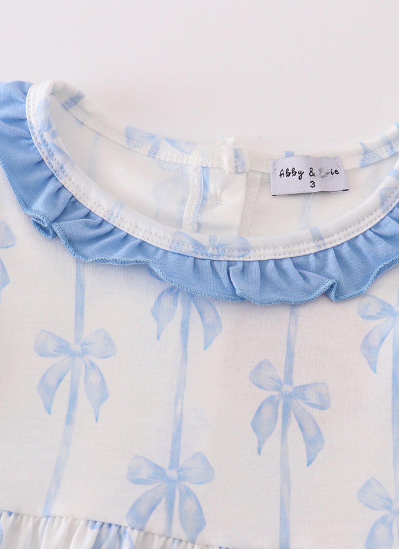 BLUE BOW RUFFLE GIRL DRESS