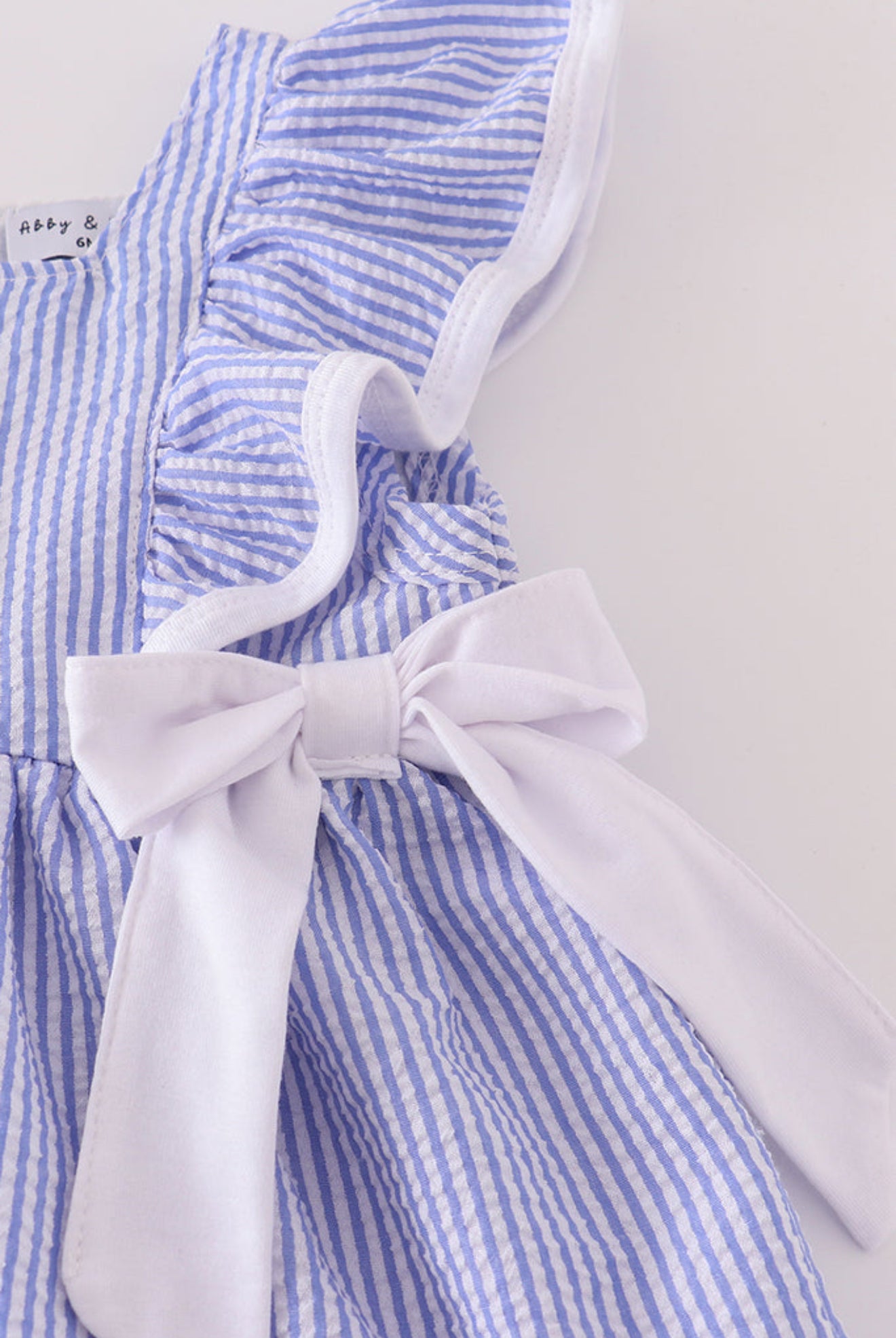BLUE STRIPE SEERSUCKER RUFFLE BLOOMER SET
