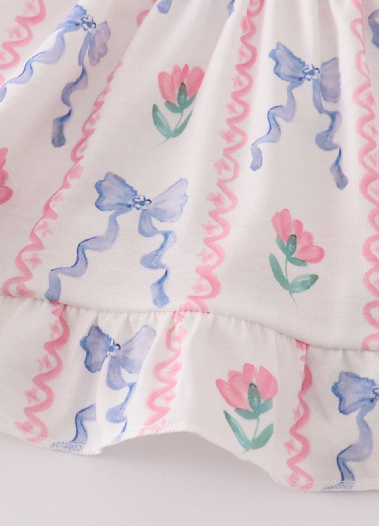 BLUE FLORAL BOW RUFFLE BLOOMER SET