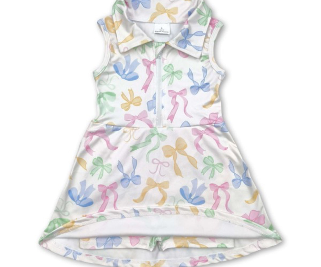 Sleeveless Colorful Bow Zip Girls Athletic Dress
