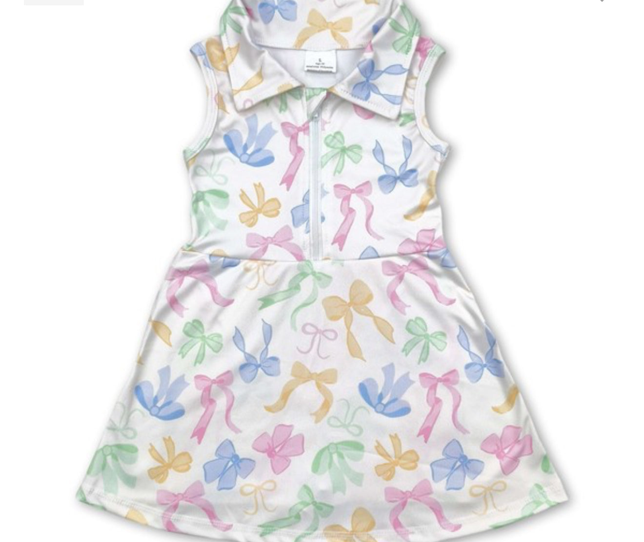 Sleeveless Colorful Bow Zip Girls Athletic Dress