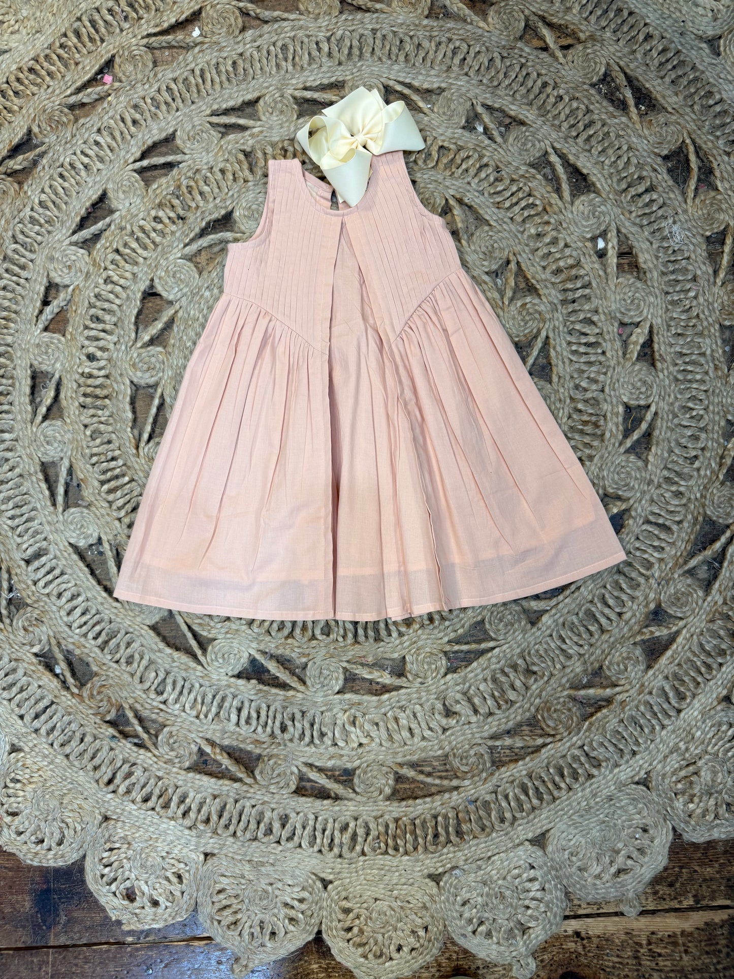 Dusty Pink Pintuck Gathered Dress