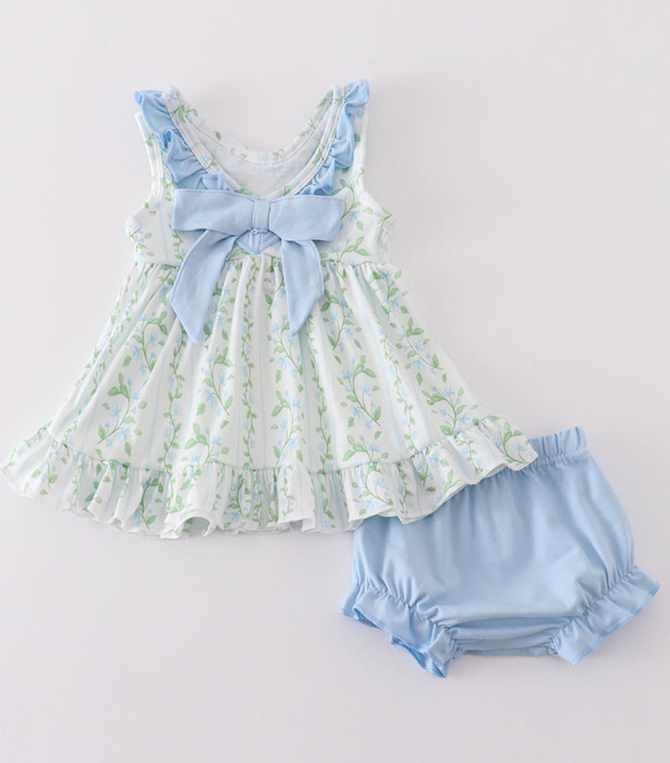 BLUE BOTANICAL PRINT GIRL BLOOMER SET