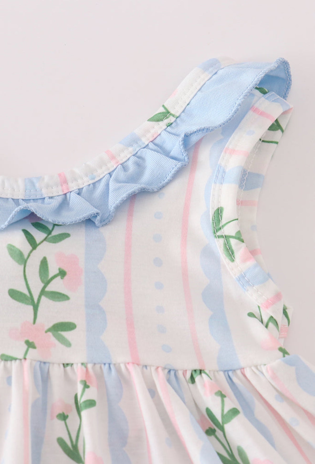 BLUE FLORAL PRINT RUFFLE BLOOMER SET