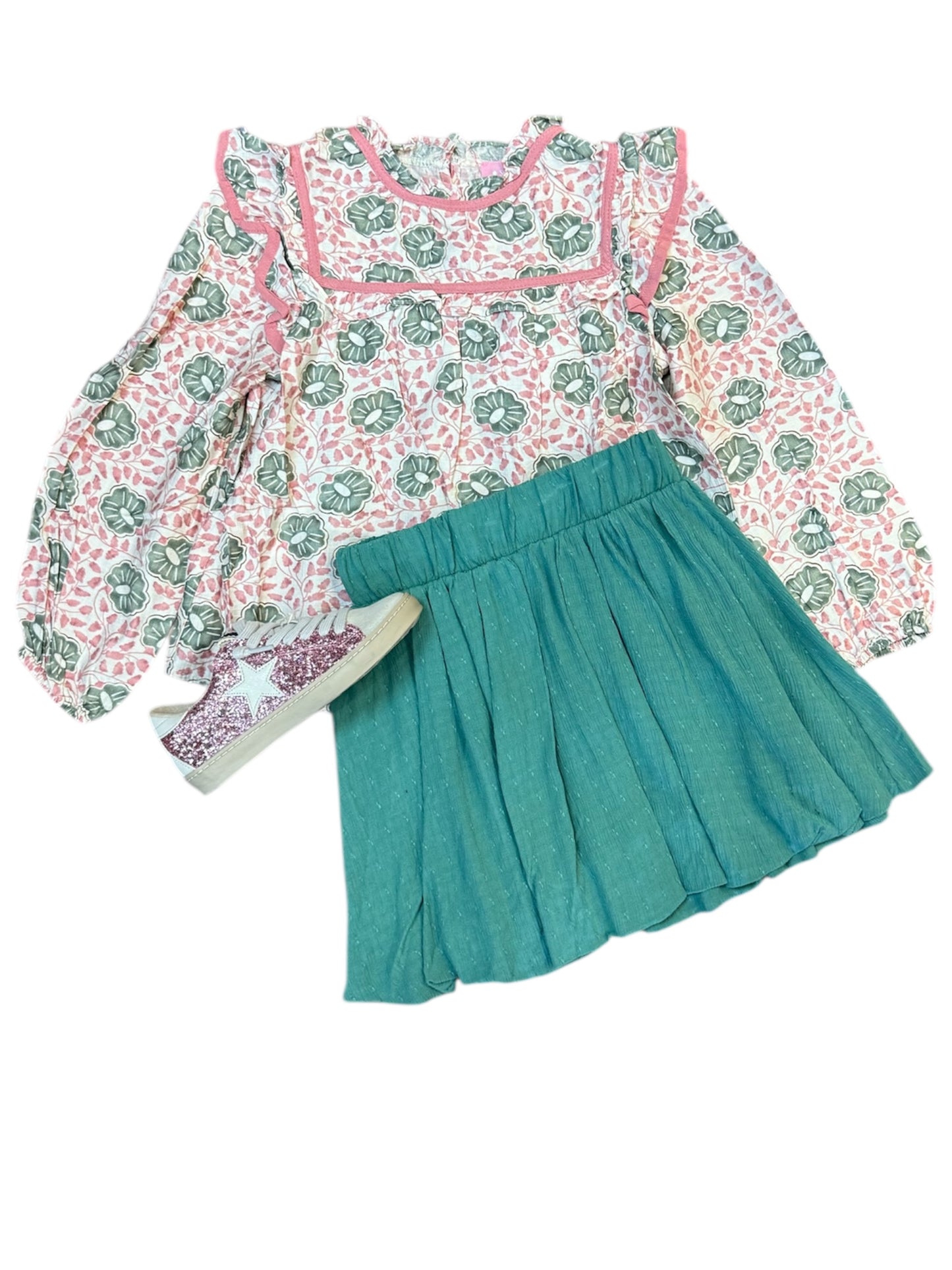 Girls Floral Detailed Long Sleeve Top
