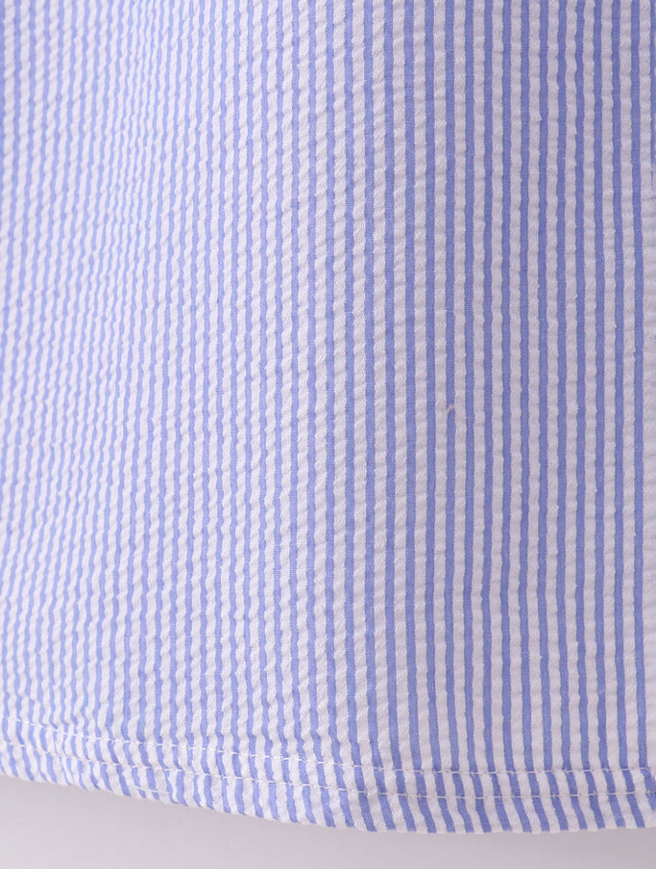 BLUE STRIPE SEERSUCKER SMOCKED DRESS