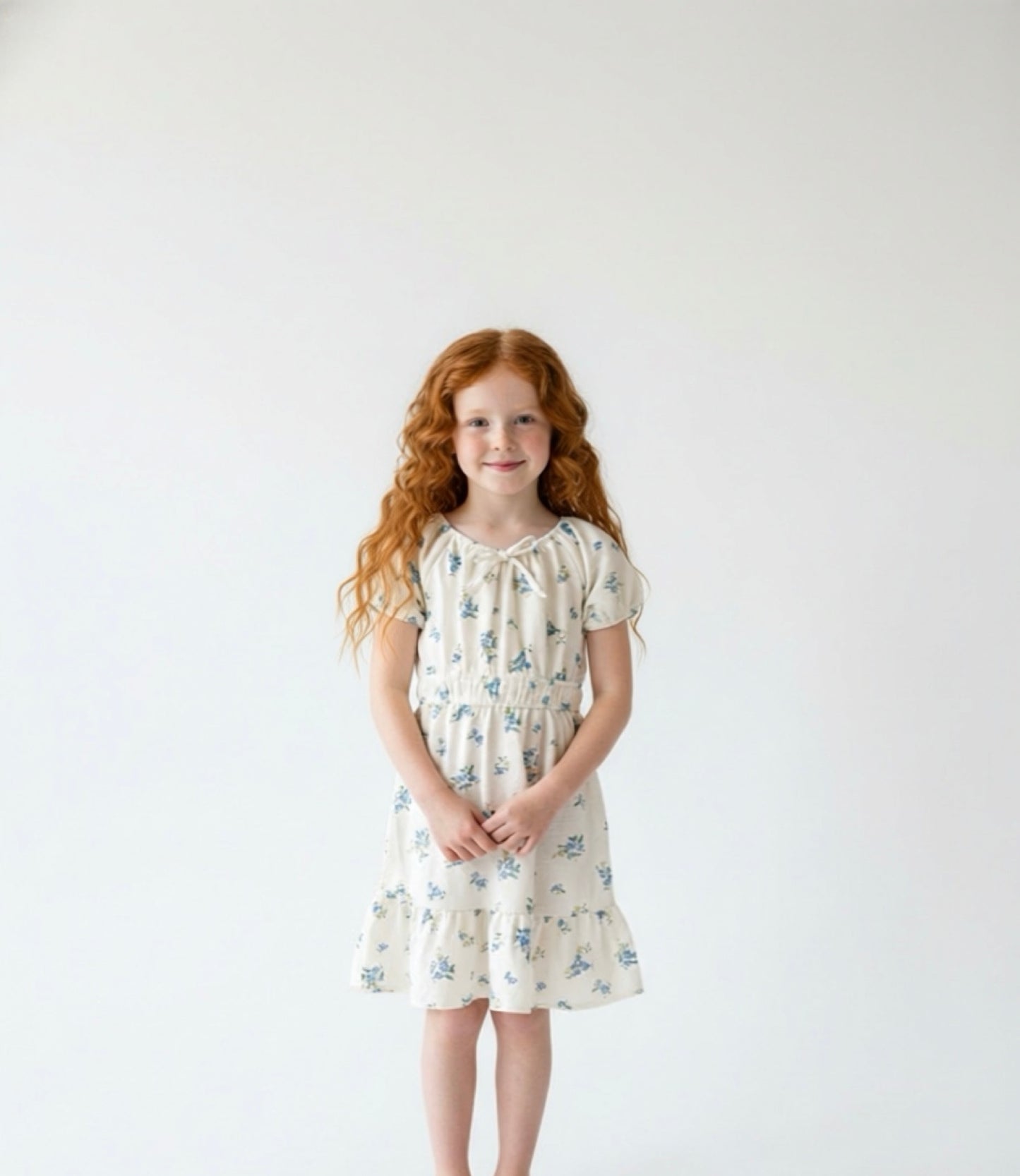 Ivory Blue Floral Dress