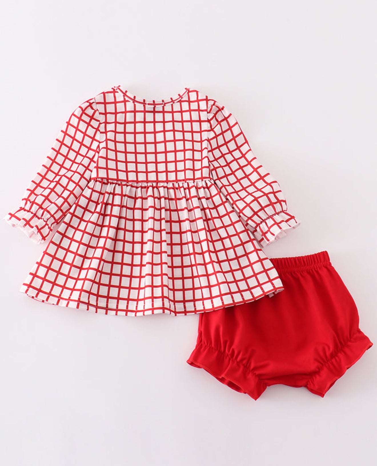 RED VALENTINE'S DAY HEART EMBROIDERY GIRL BLOOMER SET