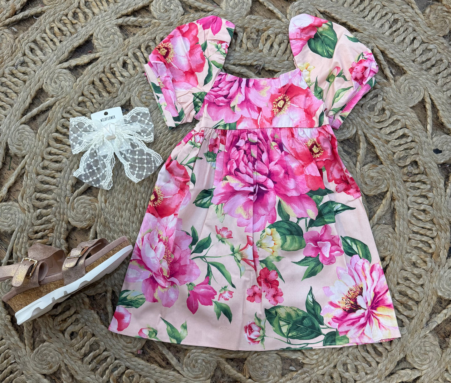Floral Girl's Smocked Baby Doll Dress