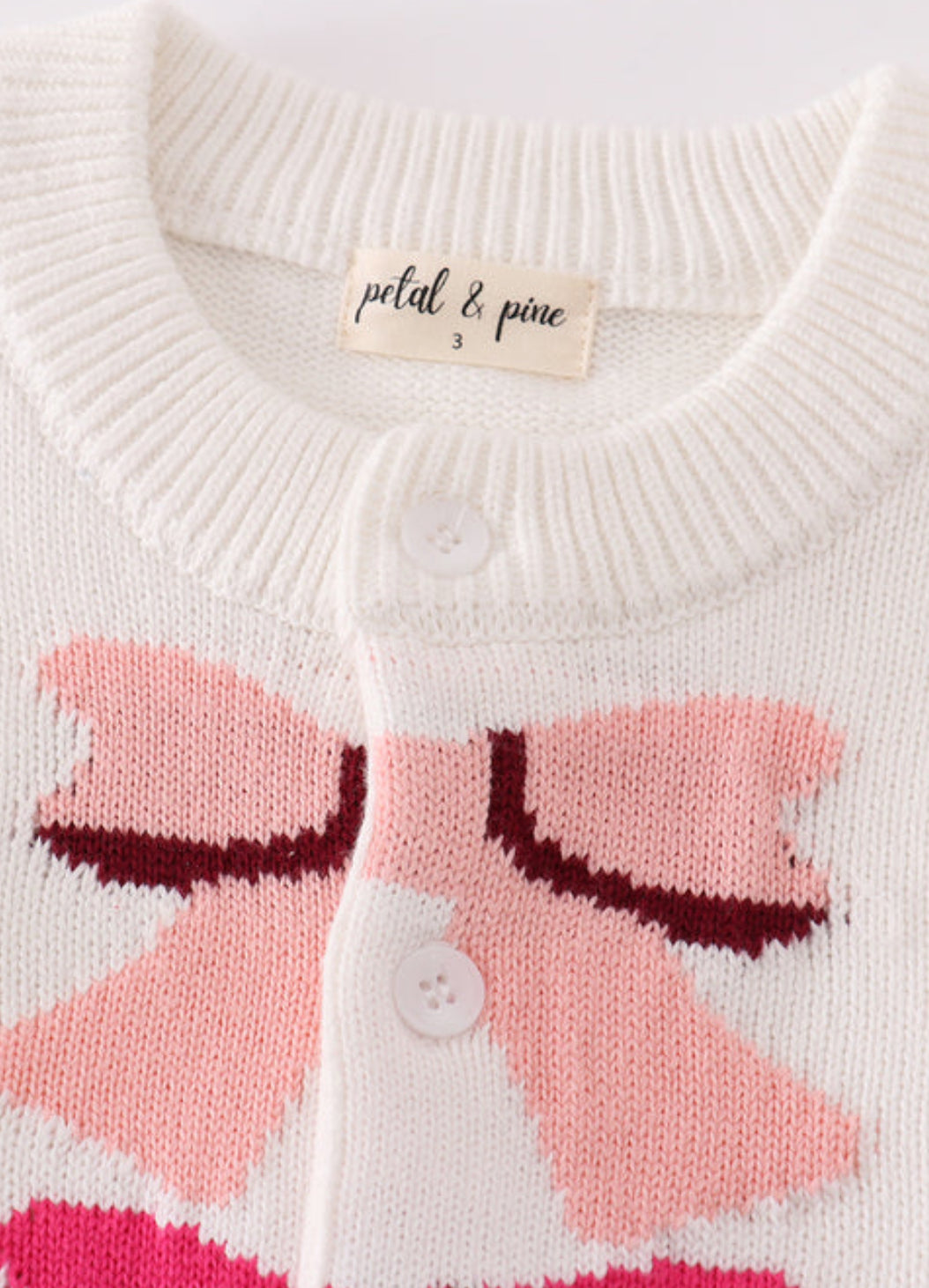 WHITE BOW TIE CARDIGAN SWEATER