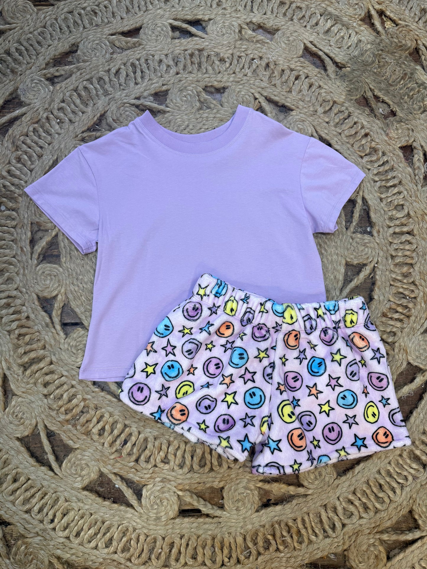 Smiley Face/Star Fluffy Pajama Shorts