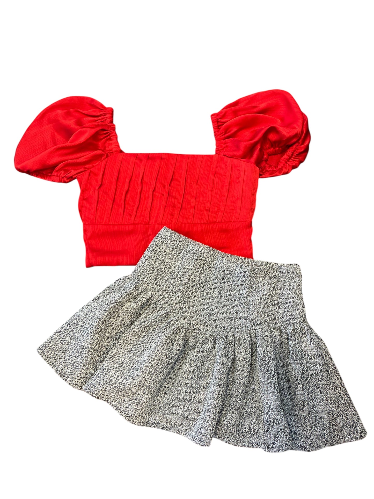 Grey, White, and Black Ruffle Skirt