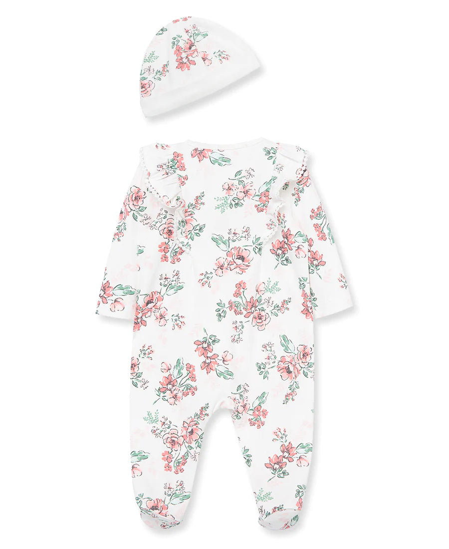 Pink Floral Footies