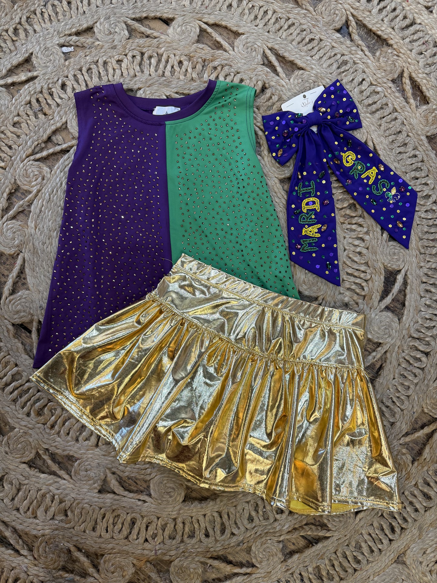 Color Block crystal top Mardi Gras