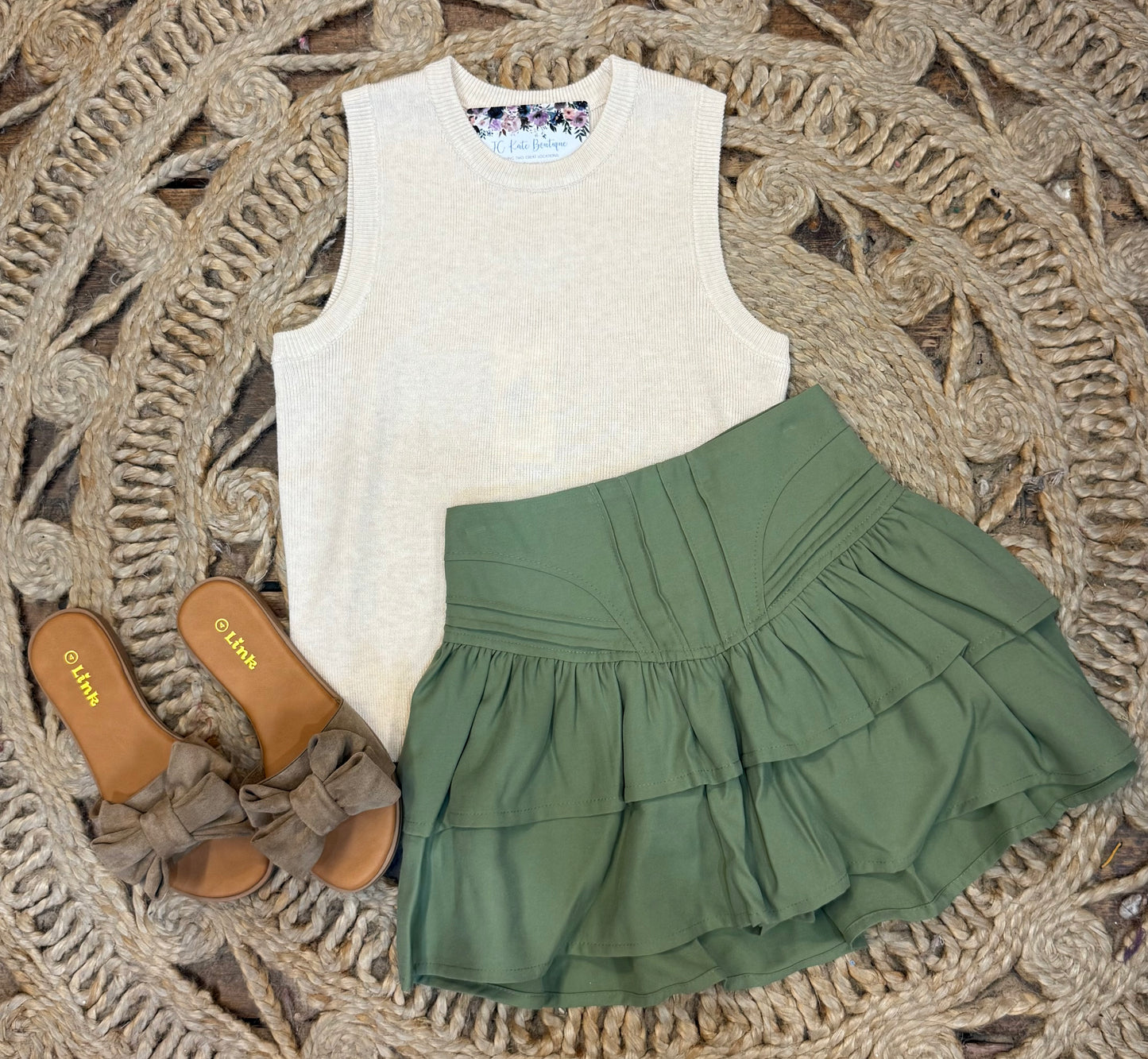 Green Tiered Ruffle Skort