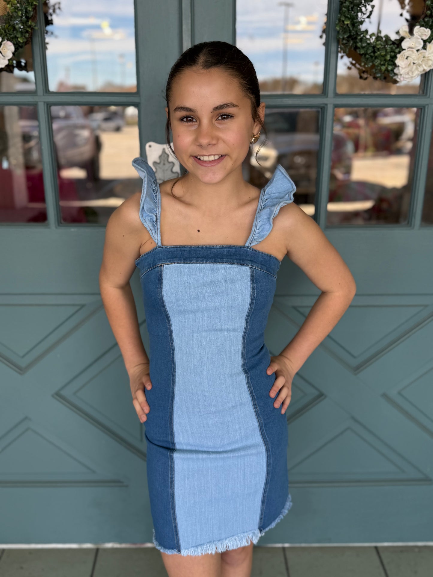 Ruffle Denim Dress