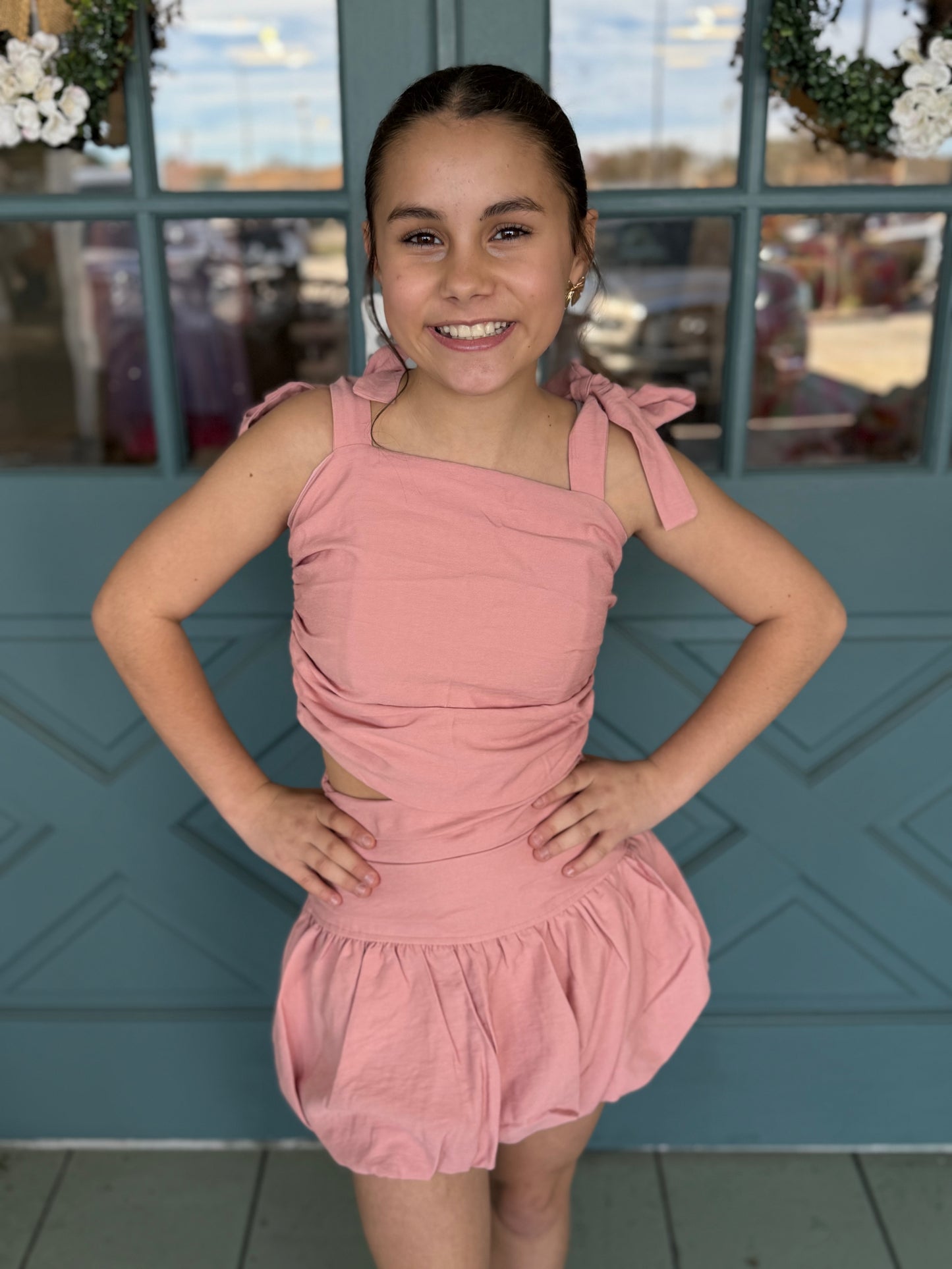PInk Gathered Waist Bubble Skirt
