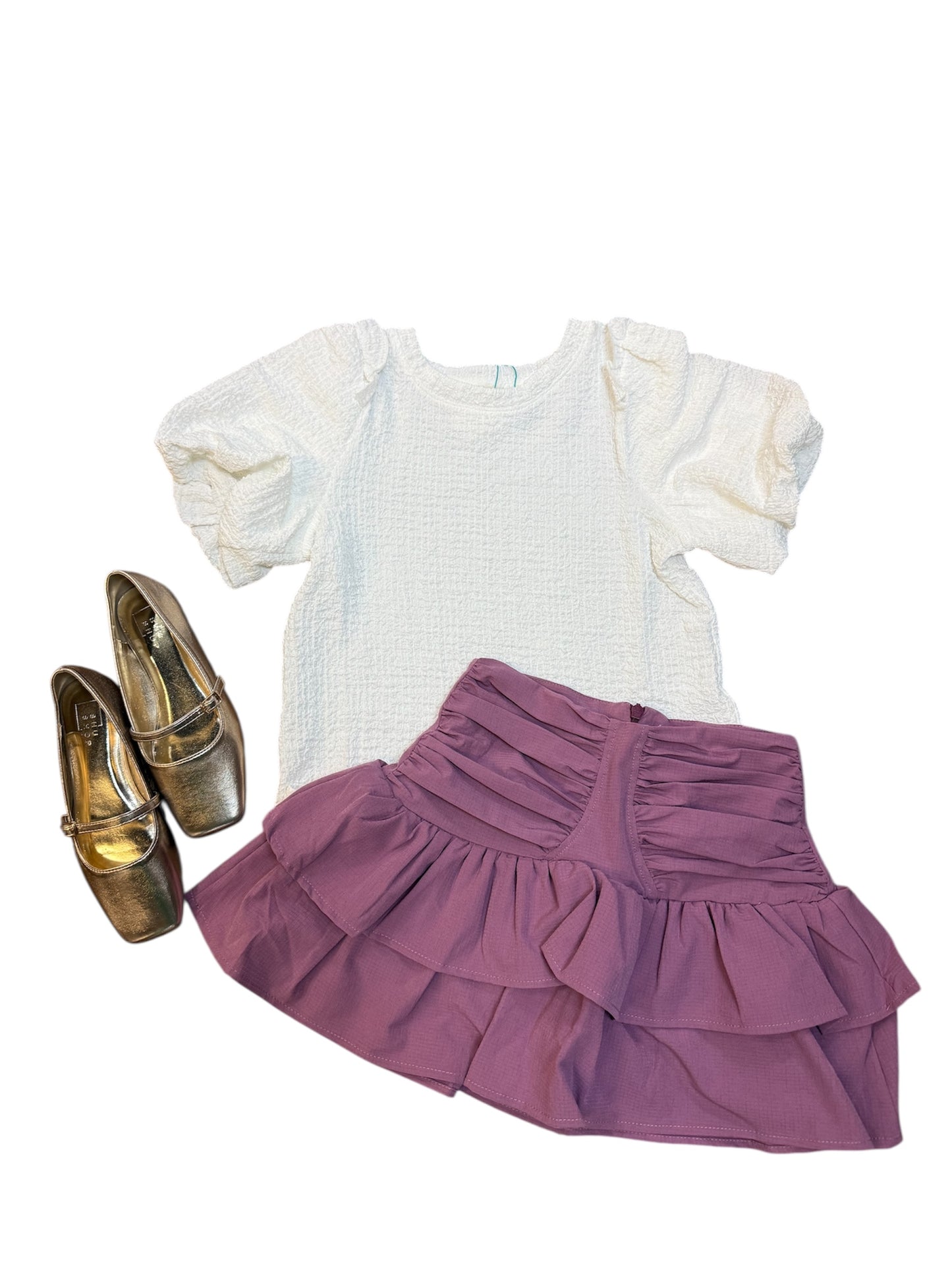 Gathered Ruffle Skort in Mauve