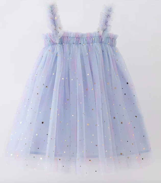 Blue star strap tulle dress