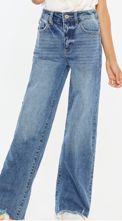 High Rise Slim Wide Leg in Medium Wash Jeans