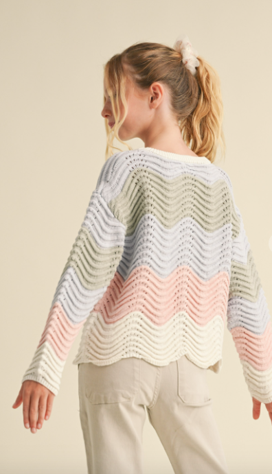 TWEEN KIDS GIRLS WABY RIB KNITWEAR PULL OVER