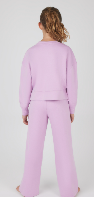Girls Scuba Side Slit Pullover and Pant Set in Lavender