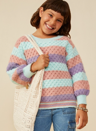 Girls Color Block Chunky Sweater