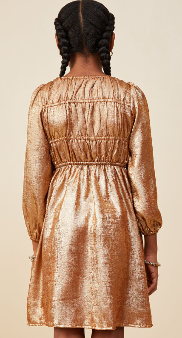 Girls Textured Foiled Smocked Dress
