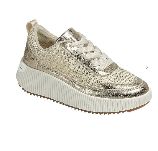 Gold mesh tennis shoe