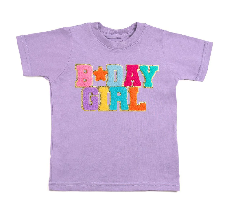 Birthday Girl Patch Short Sleeve T-Shirt - Lavender