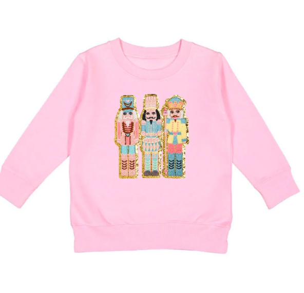Nutcracker Patch Christmas Sweatshirt - Pink