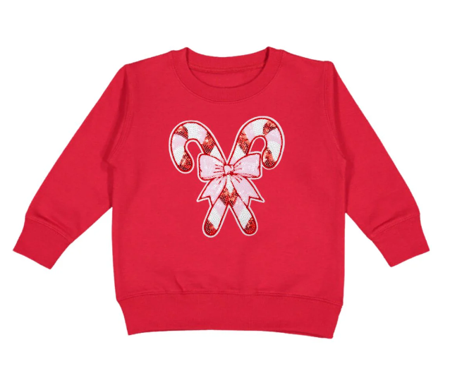 Candy Cane Patch Christmas Sweatshirt - Red