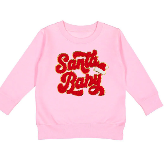 Santa Baby Patch Christmas Sweatshirt - Pink