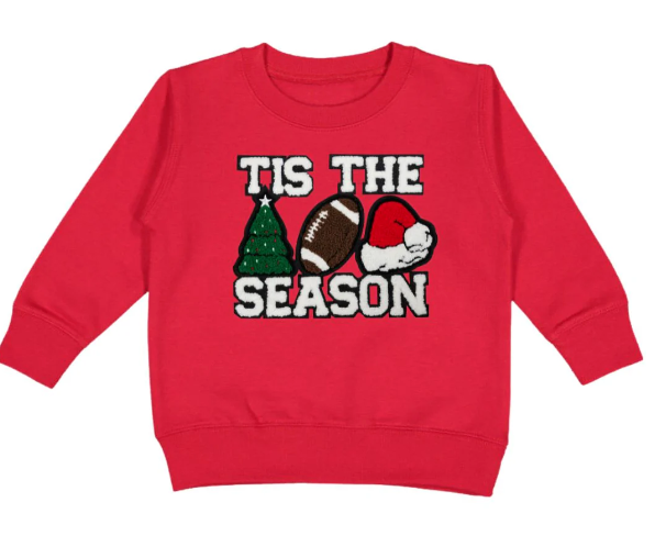 Tis The Season Patch Christmas Sweatshirt - Red