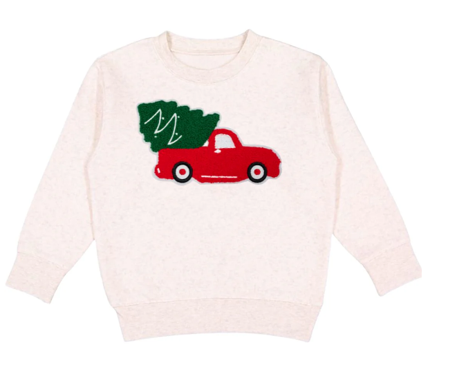 Christmas Truck Patch Sweatshirt - Natural