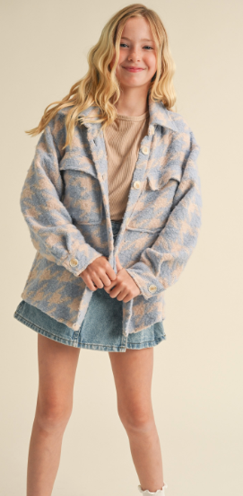 TWEEN KIDS GIRLS HOUNDSTOOTH SHACKET